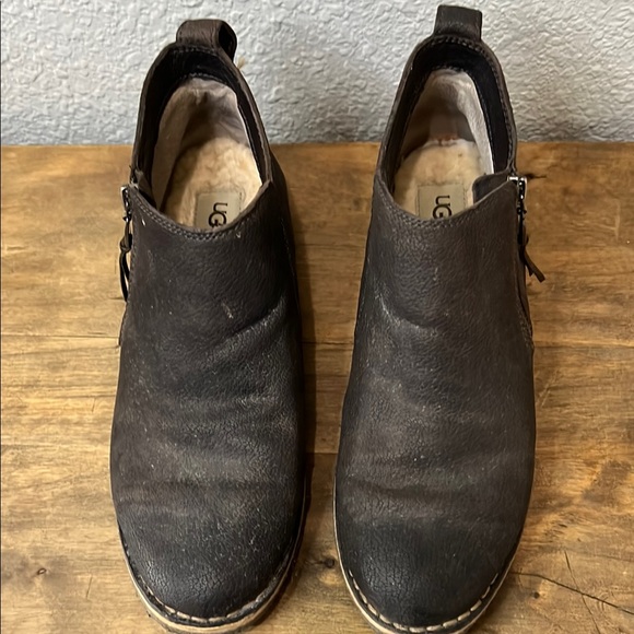 UGG Womens Bonhan Brown Leather Shoes Boots size 9.5 - Picture 5 of 8